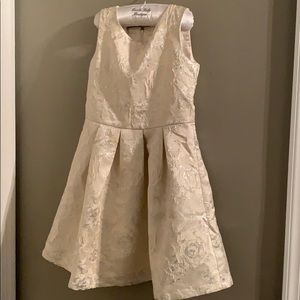 Girls ivory with silver roses dress